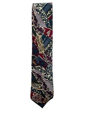 Vintage Structure 100% Silk Abstract Geometric Tie 90s